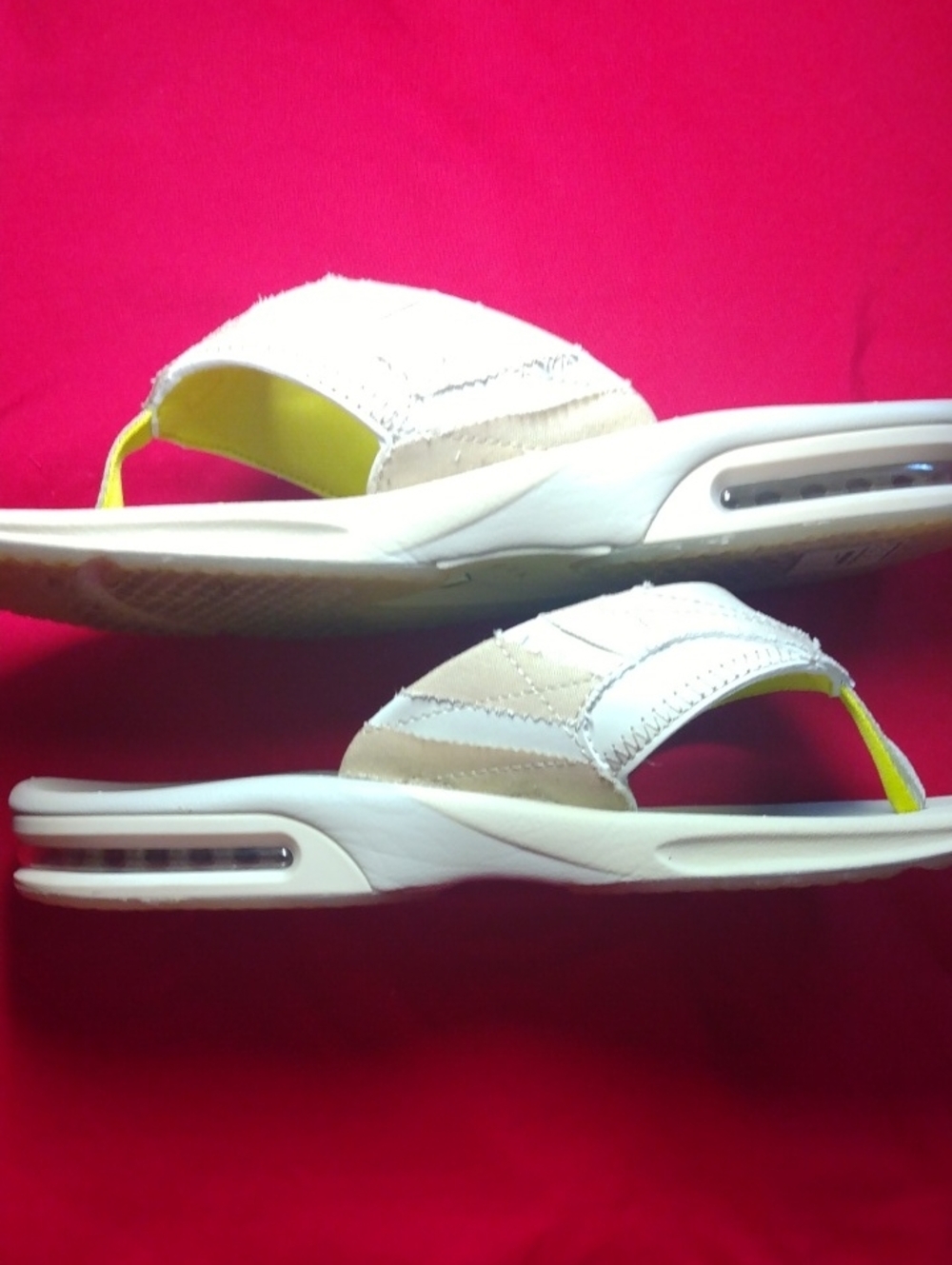 Reef Fanning Flip Flops in Beige with Bright Yellow Accents - Picture 4 of 5